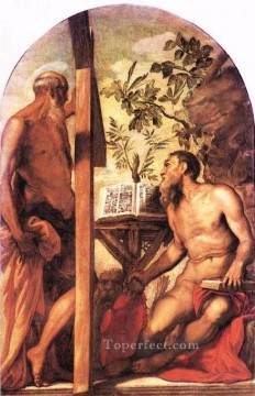 ティントレット Painting - 聖ヒエロニムスと聖アンドリュー イタリア ルネサンス ティントレット